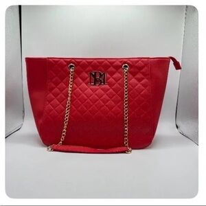 Elegant Red Quilted Tote Bag